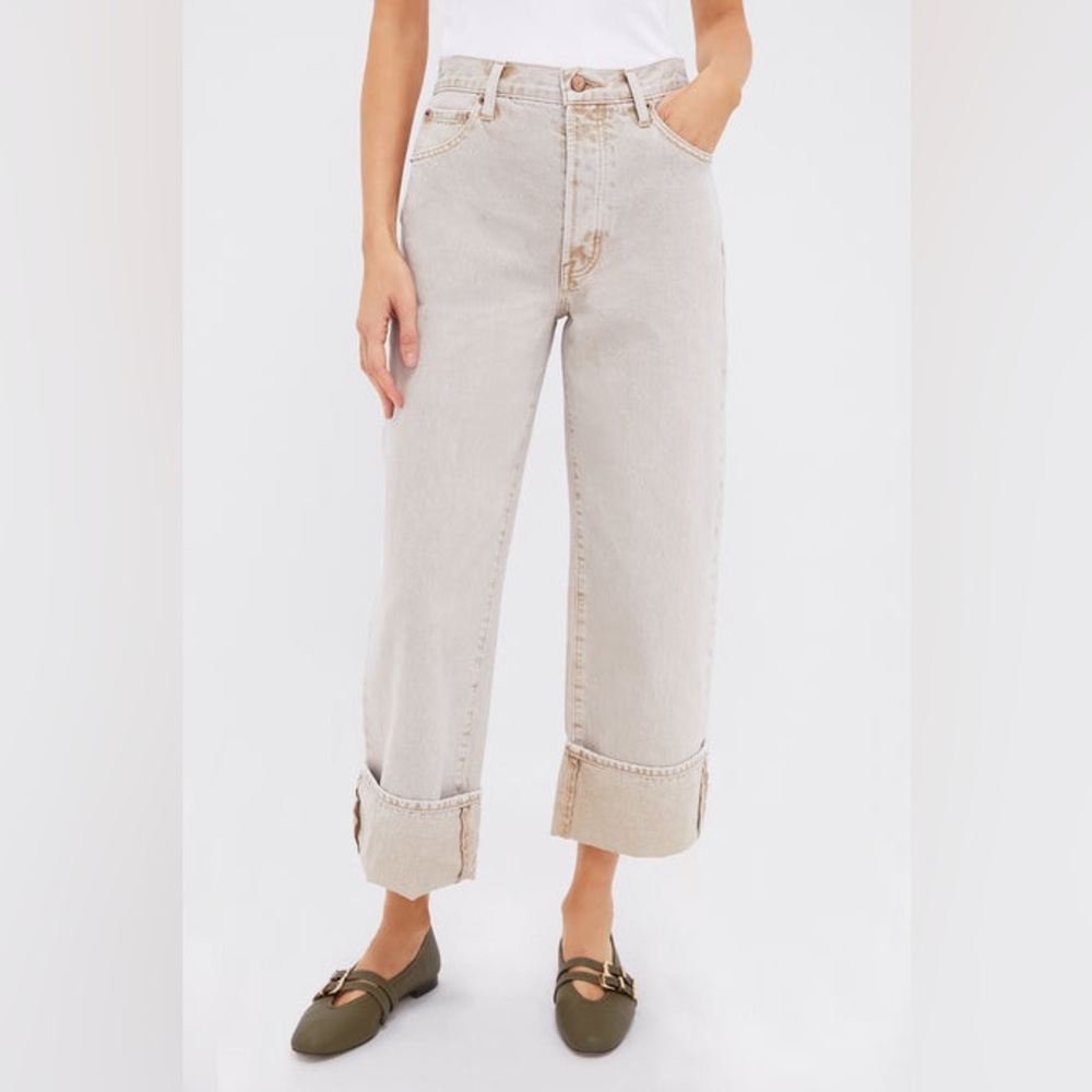 Pistola Ryder High Rise Cuffed Straight Leg Jeans Oat Beige Size 31